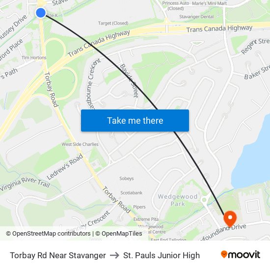 Torbay Rd Near Stavanger to St. Pauls Junior High map