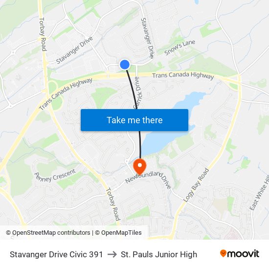 Stavanger Drive Civic 391 to St. Pauls Junior High map