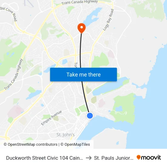 Duckworth Street Civic 104 Caines Store to St. Pauls Junior High map