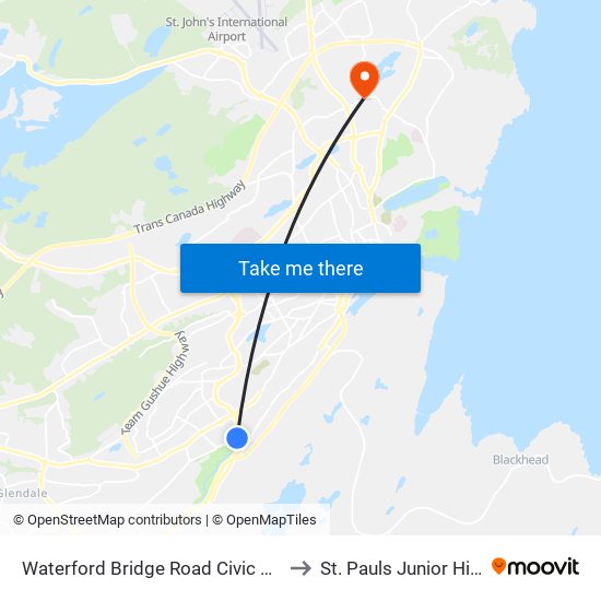 Waterford Bridge Road Civic 298 to St. Pauls Junior High map