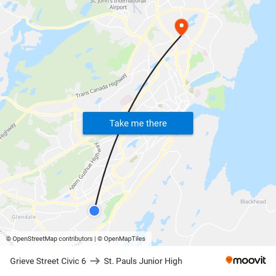 Grieve Street Civic 6 to St. Pauls Junior High map