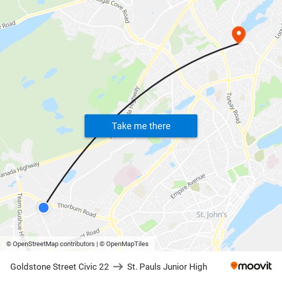 Goldstone Street Civic 22 to St. Pauls Junior High map