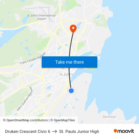 Druken Crescent Civic 6 to St. Pauls Junior High map
