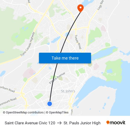 Saint Clare Avenue Civic 120 to St. Pauls Junior High map