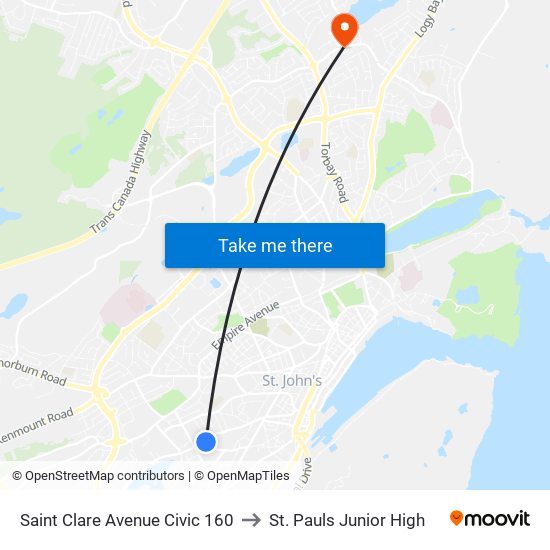 Saint Clare Avenue Civic 160 to St. Pauls Junior High map