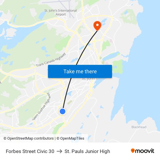 Forbes Street Civic 30 to St. Pauls Junior High map