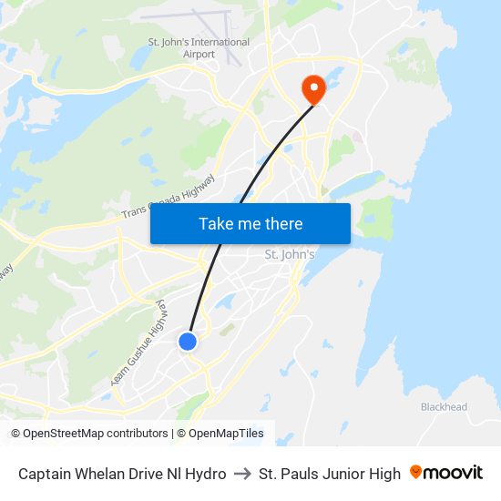 Captain Whelan Drive Nl Hydro to St. Pauls Junior High map