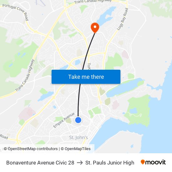 Bonaventure Avenue Civic 28 to St. Pauls Junior High map