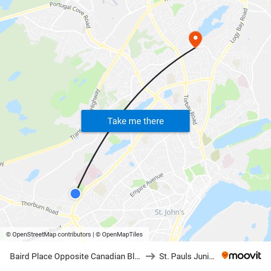 Baird Place Opposite Canadian Blood Services to St. Pauls Junior High map