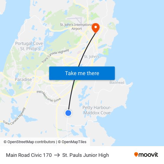 Main Road Civic 170 to St. Pauls Junior High map