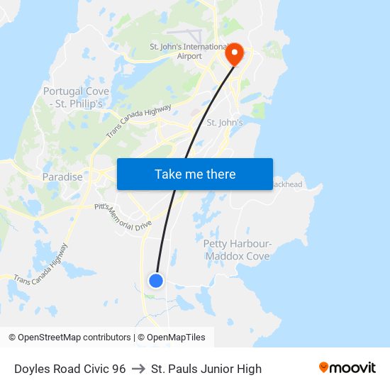 Doyles Road Civic 96 to St. Pauls Junior High map