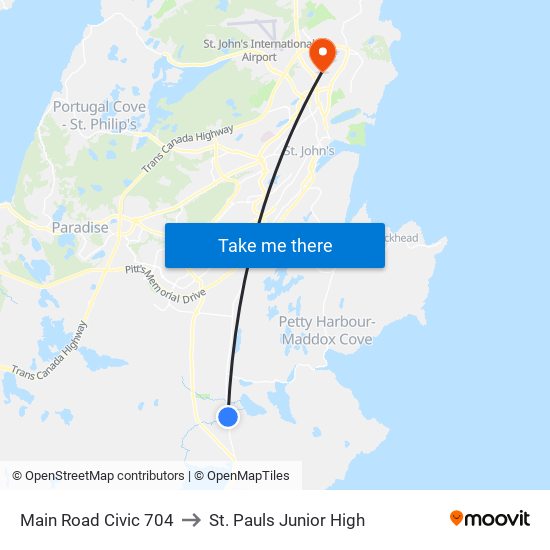 Main Road Civic 704 to St. Pauls Junior High map