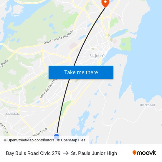 Bay Bulls Road Civic 279 to St. Pauls Junior High map