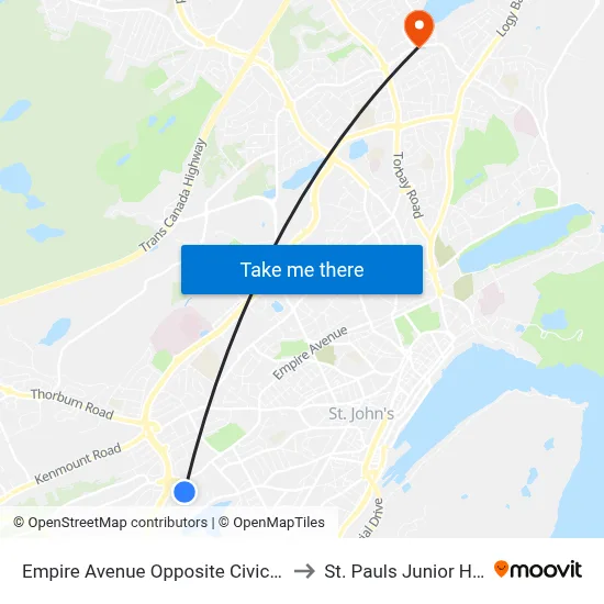 Empire Avenue Opposite Civic 428 to St. Pauls Junior High map