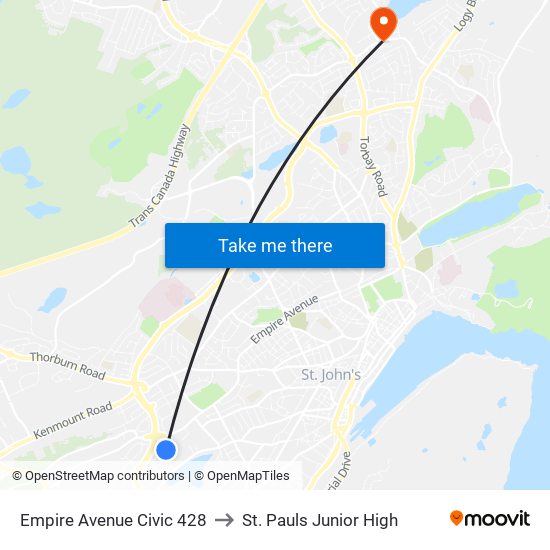 Empire Avenue Civic 428 to St. Pauls Junior High map