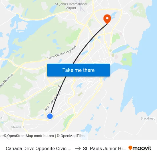 Canada Dr at Whitbourne St to St. Pauls Junior High map