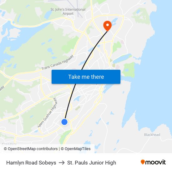 Hamlyn Road Sobeys to St. Pauls Junior High map