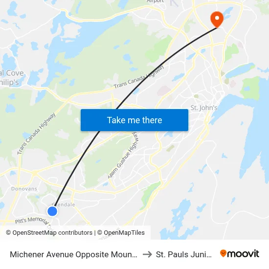 Michener Avenue Opposite Mount Pearl High to St. Pauls Junior High map