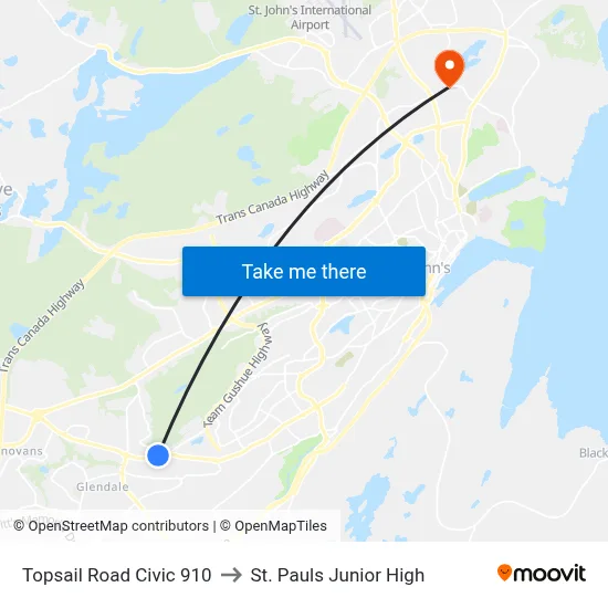Topsail Road  Civic 910 to St. Pauls Junior High map