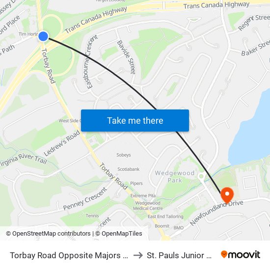 Torbay Road Opposite Majors Path to St. Pauls Junior High map