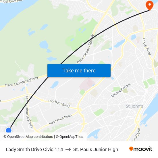 Lady Smith Drive Civic 114 to St. Pauls Junior High map