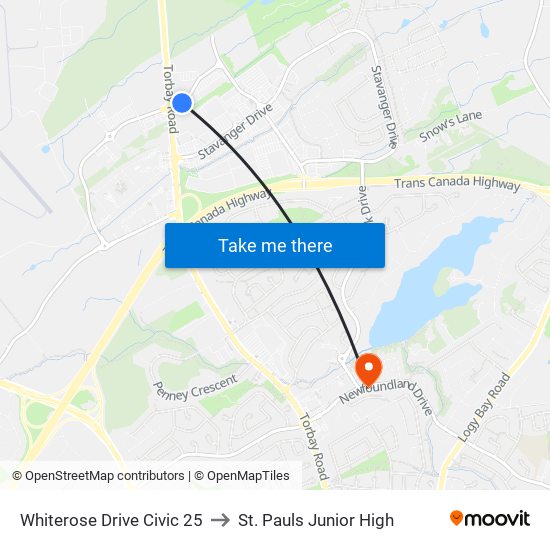 Whiterose Drive Civic 25 to St. Pauls Junior High map