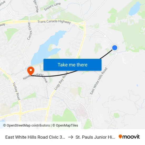 East White Hills Road Civic 385 to St. Pauls Junior High map