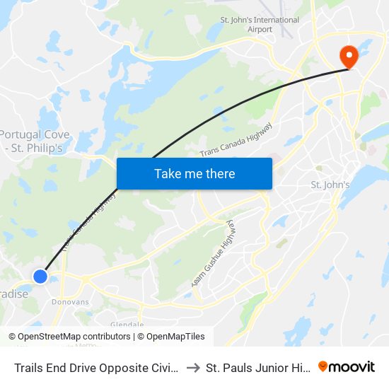 Trails End Drive Opposite Civic 8 to St. Pauls Junior High map