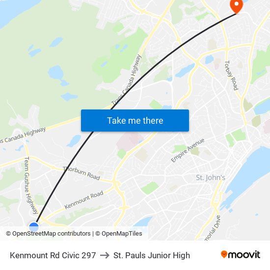 Kenmount Rd Civic 297 to St. Pauls Junior High map