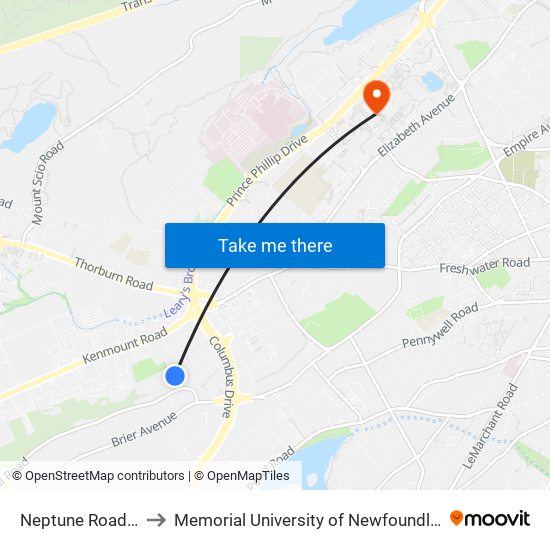 Neptune Road Civic 49 to Memorial University of Newfoundland, St John's, NL map