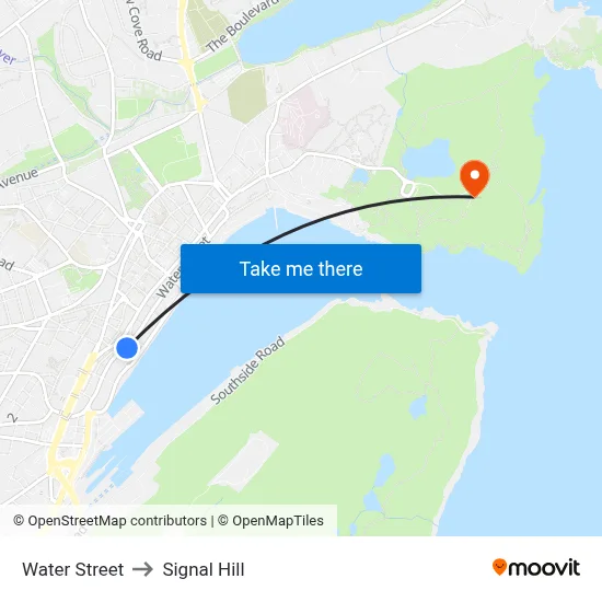 Water Street to Signal Hill map