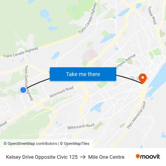 Kelsey Drive Opposite Civic 125 to Mile One Centre map