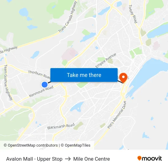 Avalon Mall - Upper Stop to Mile One Centre map