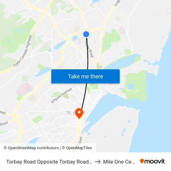 Torbay Road Opposite Torbay Road Mall to Mile One Centre map
