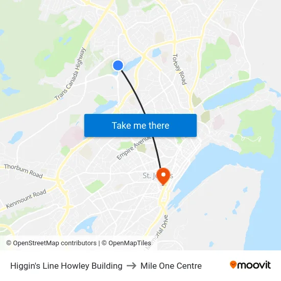 Higgin's Line Howley Building to Mile One Centre map