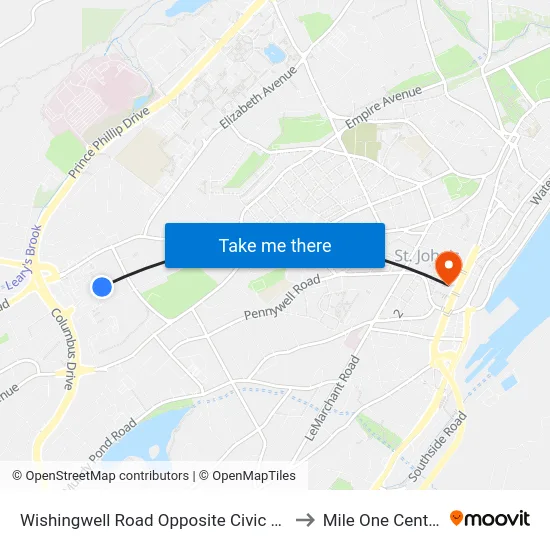 Wishingwell Road Opposite Civic 69 to Mile One Centre map