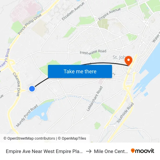 Empire Ave Near West Empire Plaza to Mile One Centre map
