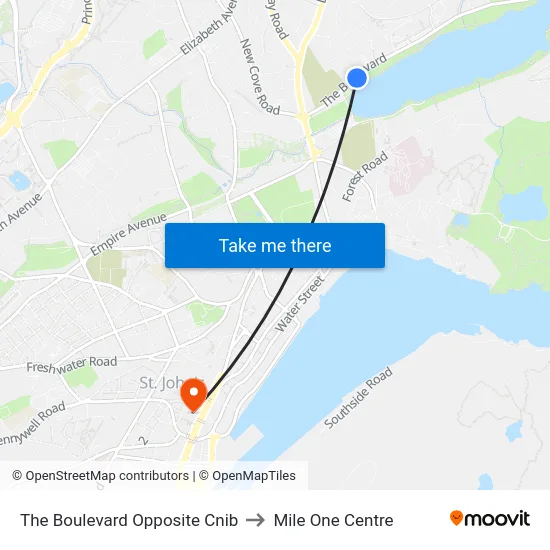 The Boulevard Opp Cnib to Mile One Centre map