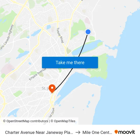 Charter Avenue Near Janeway Place to Mile One Centre map