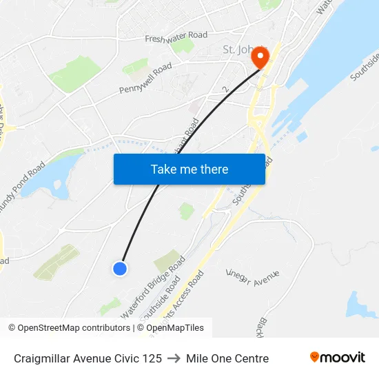 Craigmillar Avenue Civic 125 to Mile One Centre map