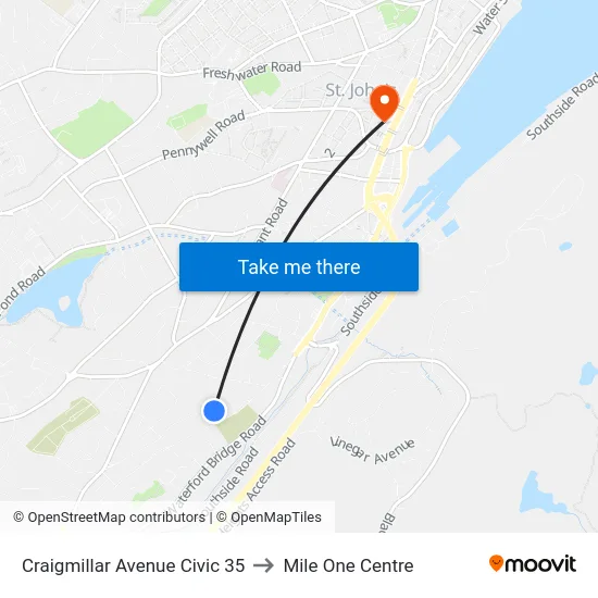 Craigmillar Avenue Civic 35 to Mile One Centre map