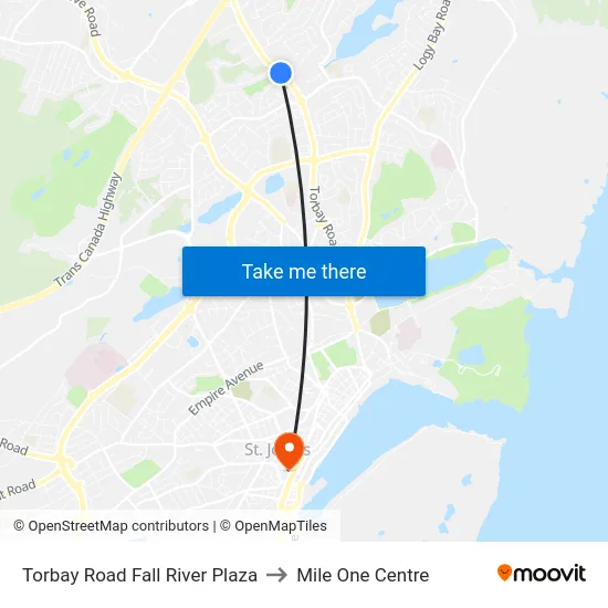 Torbay Road Fall River Plaza to Mile One Centre map