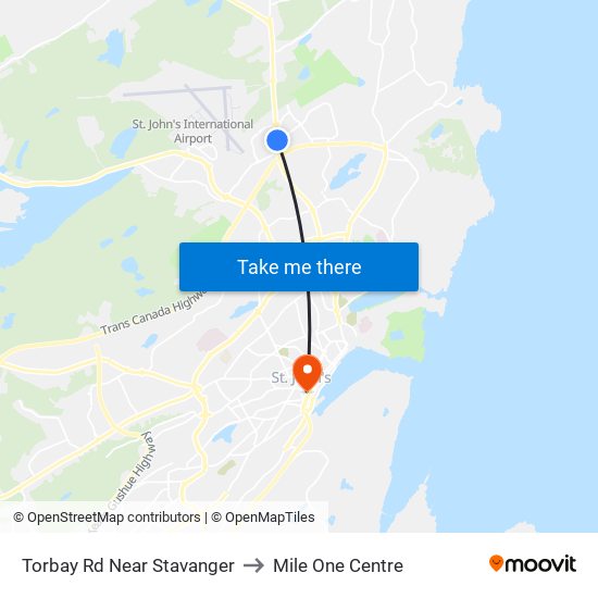 Torbay Rd Near Stavanger to Mile One Centre map