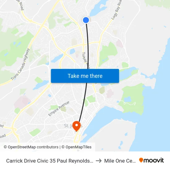 Carrick Drive Civic 35 Paul Reynolds Centre to Mile One Centre map