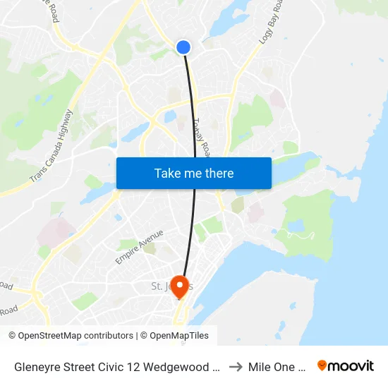 Gleneyre Street Civic 12 Wedgewood Medical Center to Mile One Centre map