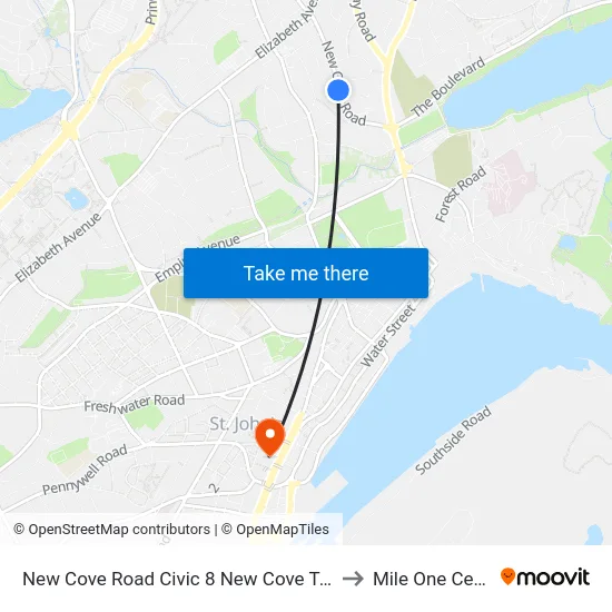 New Cove Road Civic 8 New Cove Terrace to Mile One Centre map