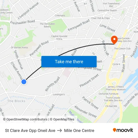 St Clare Ave Opp Oneil Ave to Mile One Centre map