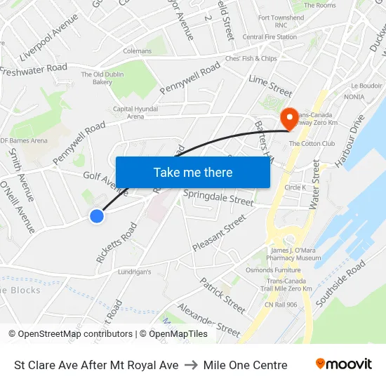 St Clare Ave After Mt Royal Ave to Mile One Centre map