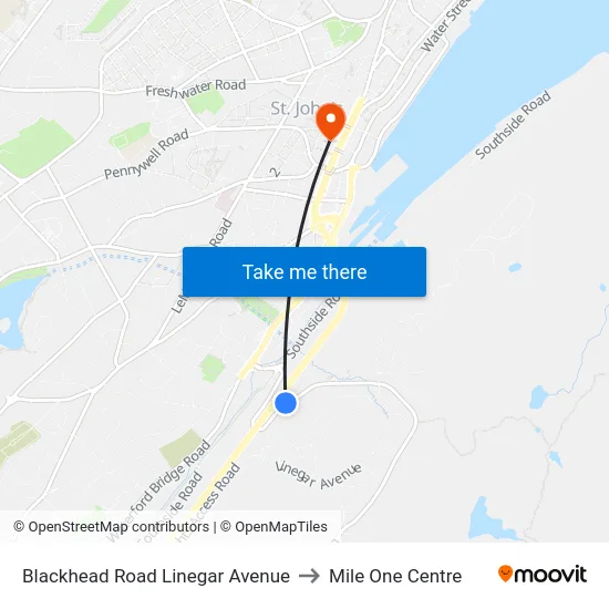 Blackhead Road Linegar Avenue to Mile One Centre map