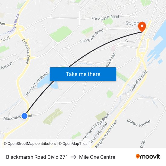 Blackmarsh Road Civic 271 to Mile One Centre map